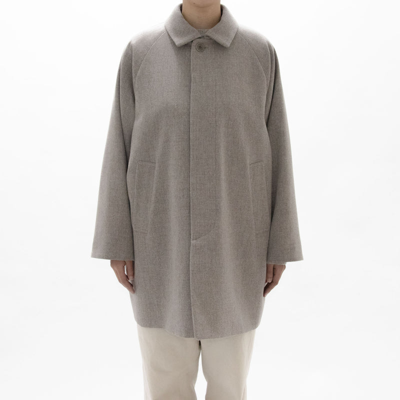 Natural Wool Gabardine Soutien Collar Coat Short