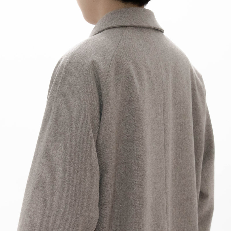 Natural Wool Gabardine Soutien Collar Coat Short