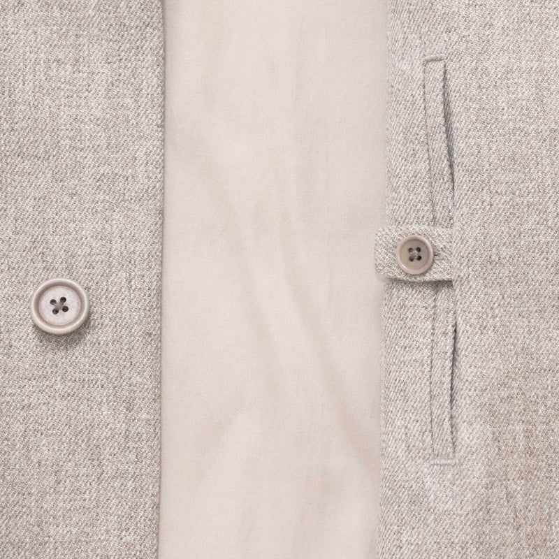 Natural Wool Gabardine Soutien Collar Coat Short