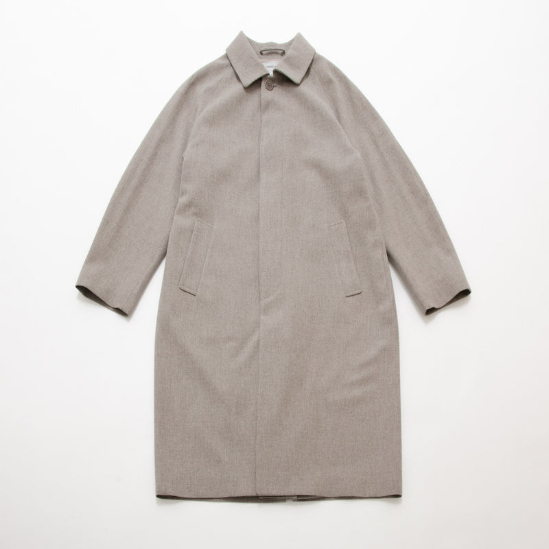 Natural Wool Gabardine Soutien Collar Coat Long
