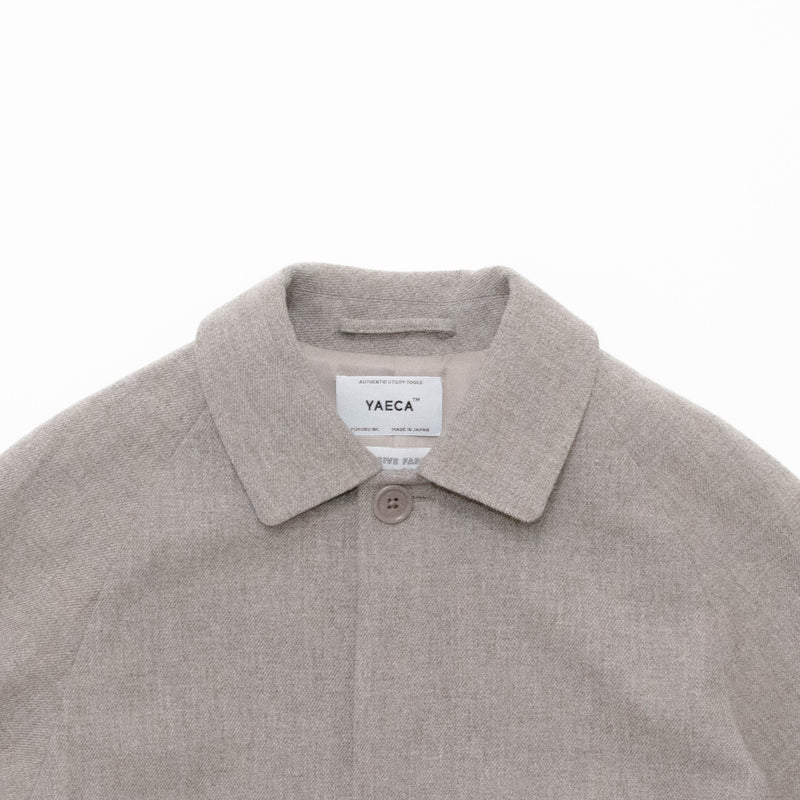 Natural Wool Gabardine Soutien Collar Coat Long
