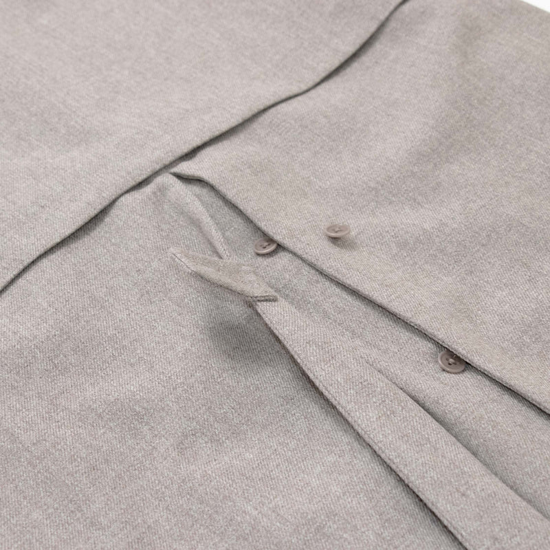 Natural Wool Gabardine Soutien Collar Coat Long