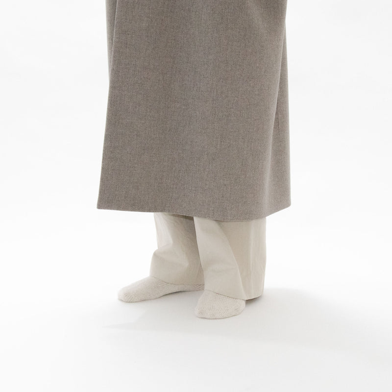 Natural Wool Gabardine Soutien Collar Coat Long