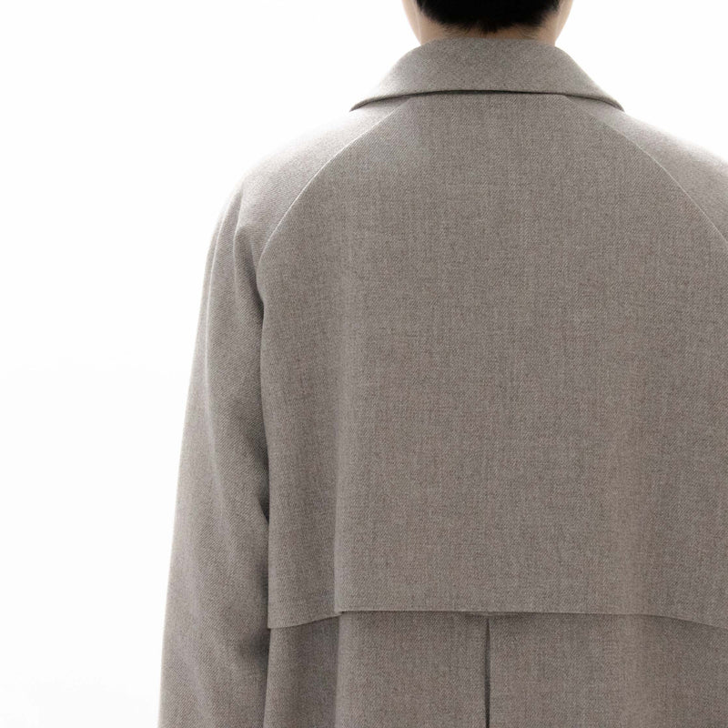 Natural Wool Gabardine Soutien Collar Coat Long