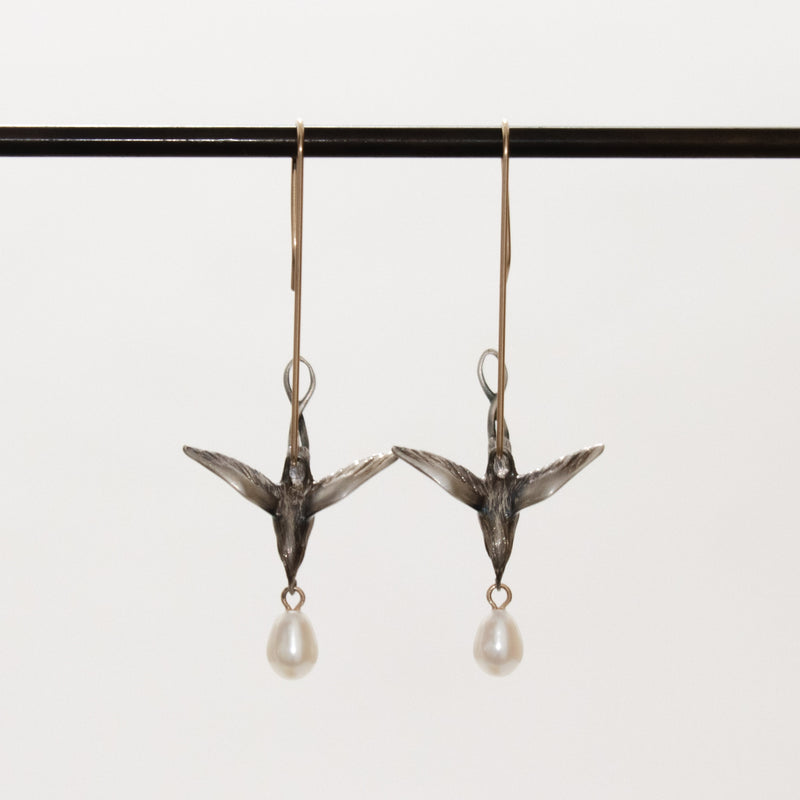 Earrings Flying Birds with Drop