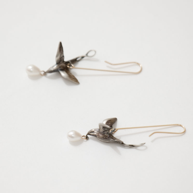 Earrings Flying Birds with Drop
