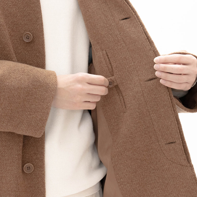 Recycle Wool Tweed Soutien Collar Coat Short