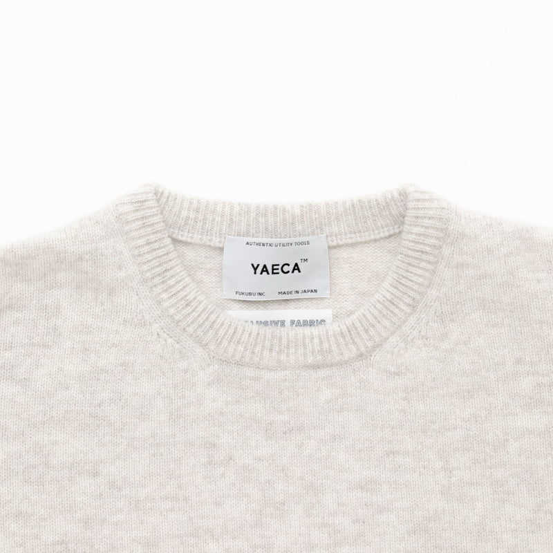 Natural Wool Rib Knit Sweater Crew Neck