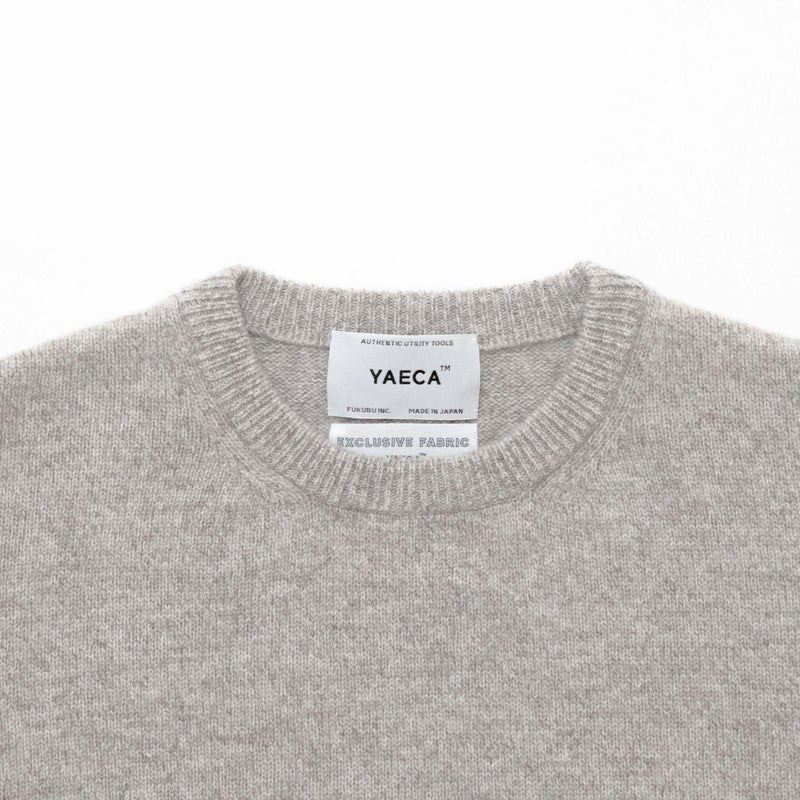 Natural Wool Rib Knit Sweater Crew Neck