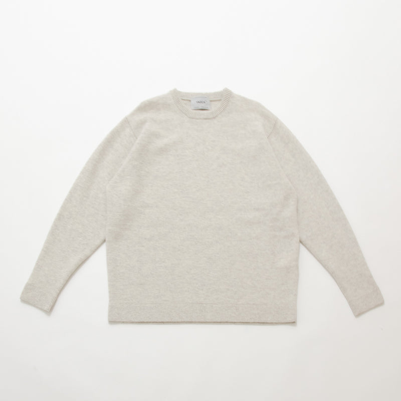 Natural Wool Rib Knit Sweater Crew Neck