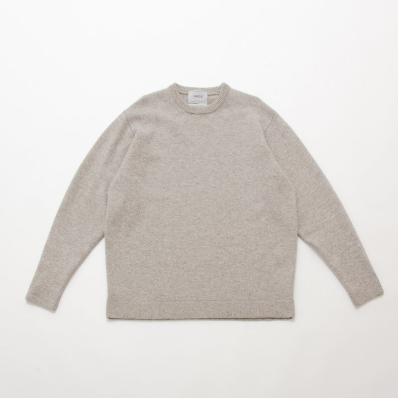 Natural Wool Rib Knit Sweater Crew Neck