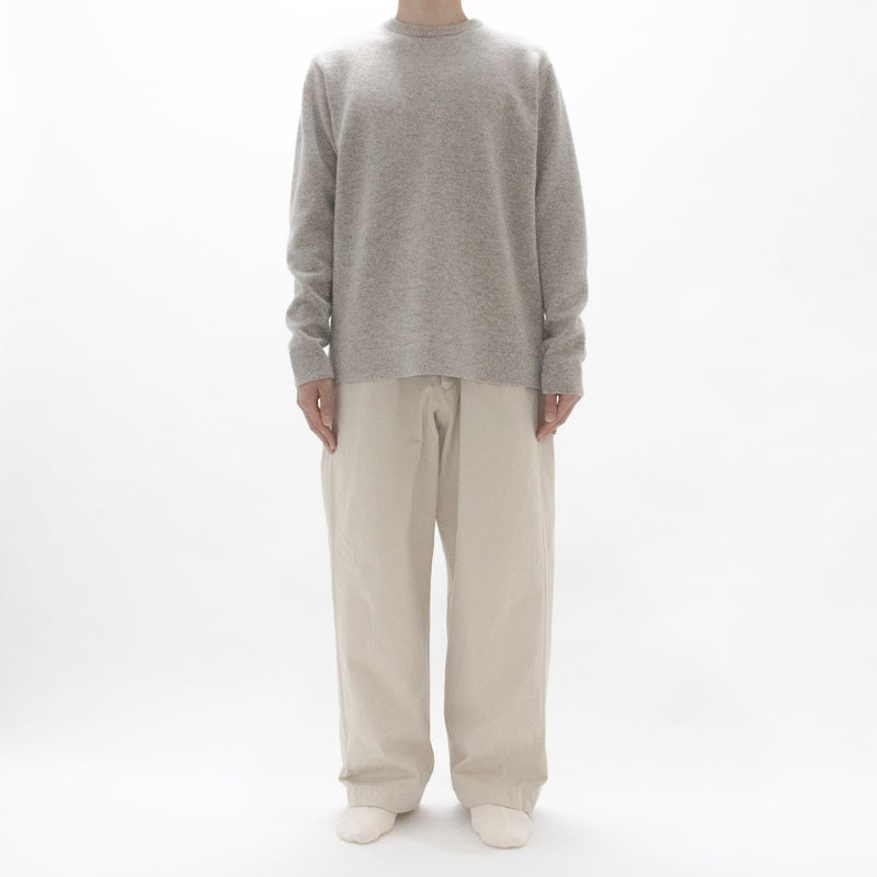Natural Wool Rib Knit Sweater Crew Neck