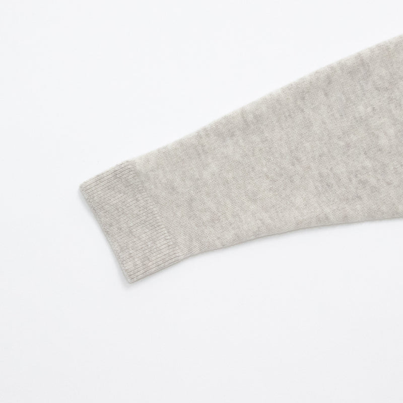 Natural Wool Rib Knit Sweater Crew Neck