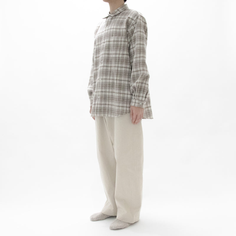 Natural Checkered Wool Shirt Wide