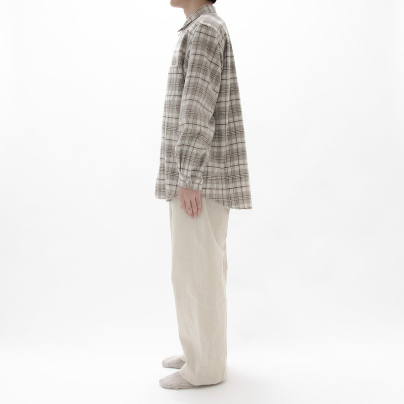 Natural Checkered Wool Shirt Wide