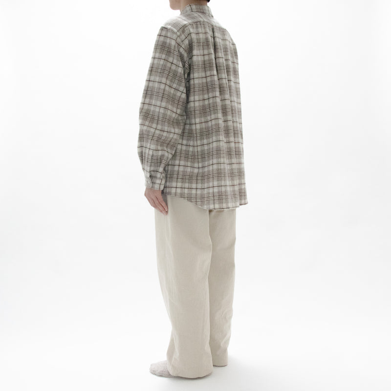 Natural Checkered Wool Shirt Wide