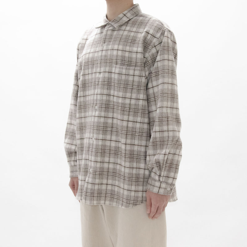 Natural Checkered Wool Shirt Wide