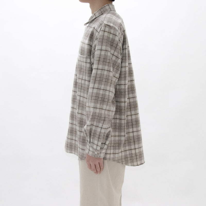 Natural Checkered Wool Shirt Wide