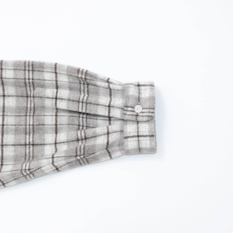 Natural Checkered Wool Shirt Wide