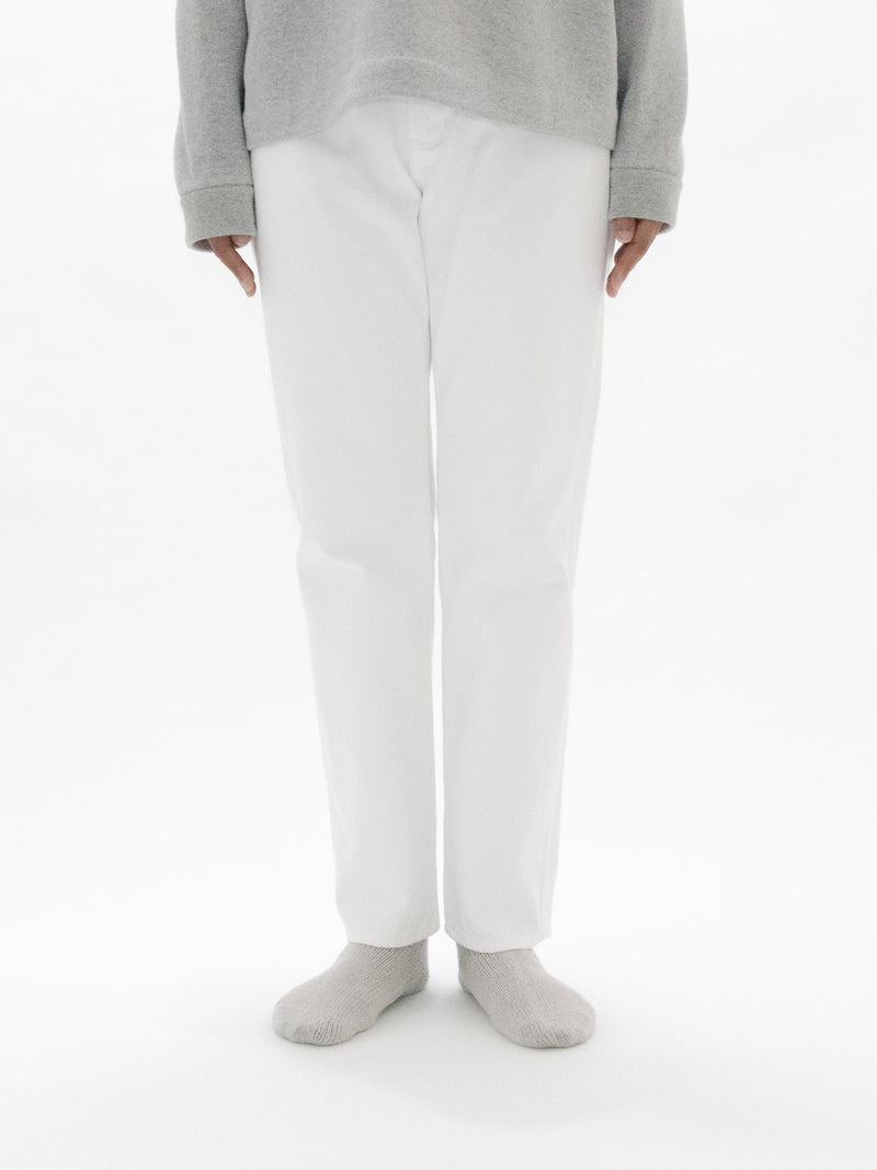 White & Black Denim Trousers