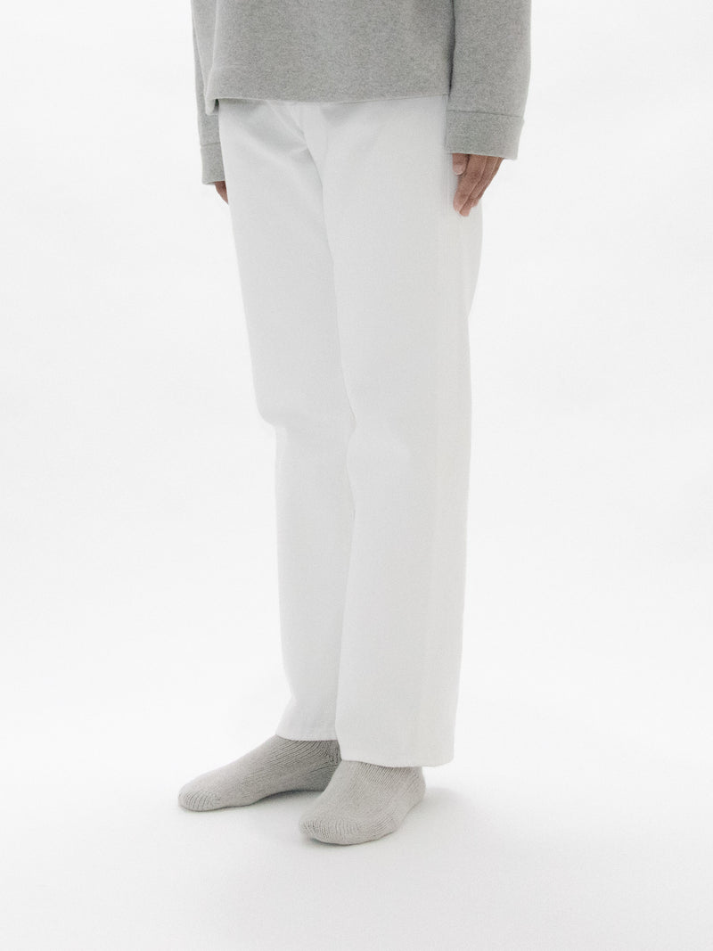 White & Black Denim Trousers
