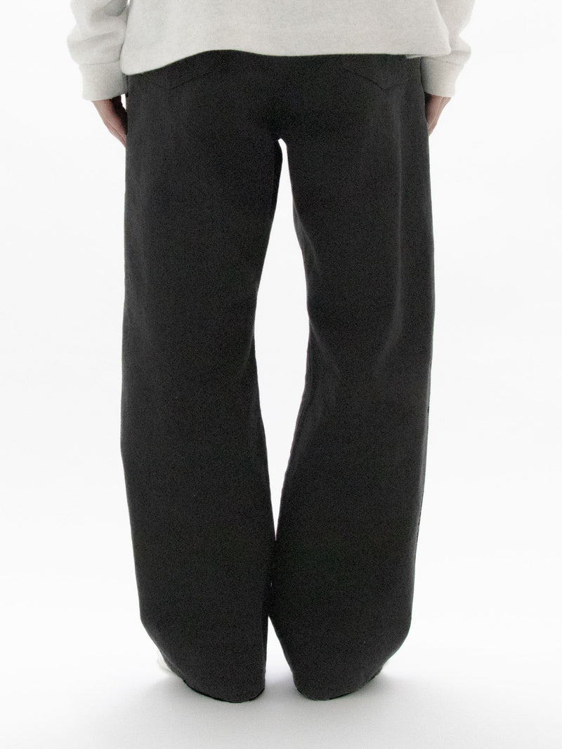 White & Black Denim Trousers Wide