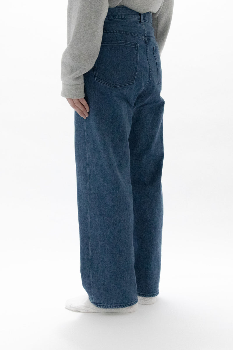Used Blue Denim Trousers Wide