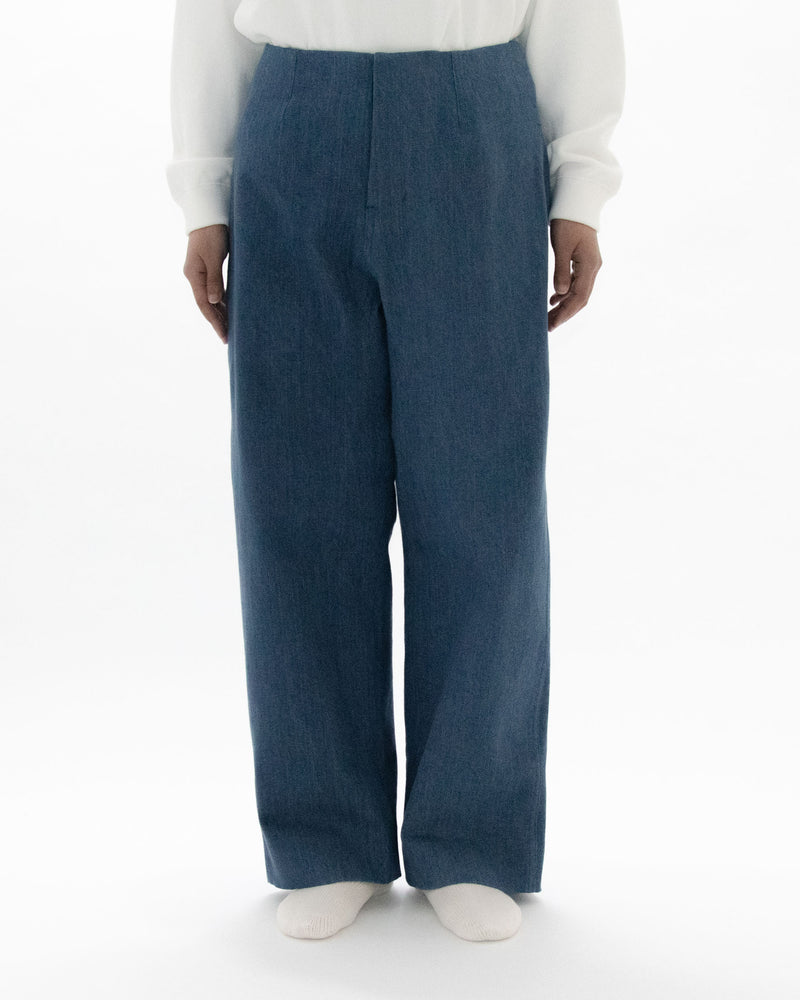 Used Blue Denim Beltless Trousers