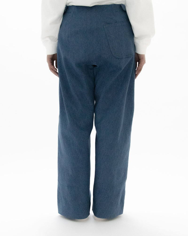 Used Blue Denim Beltless Trousers