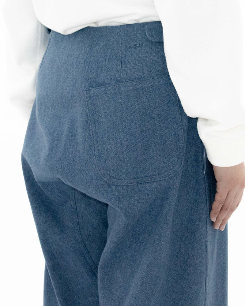 Used Blue Denim Beltless Trousers