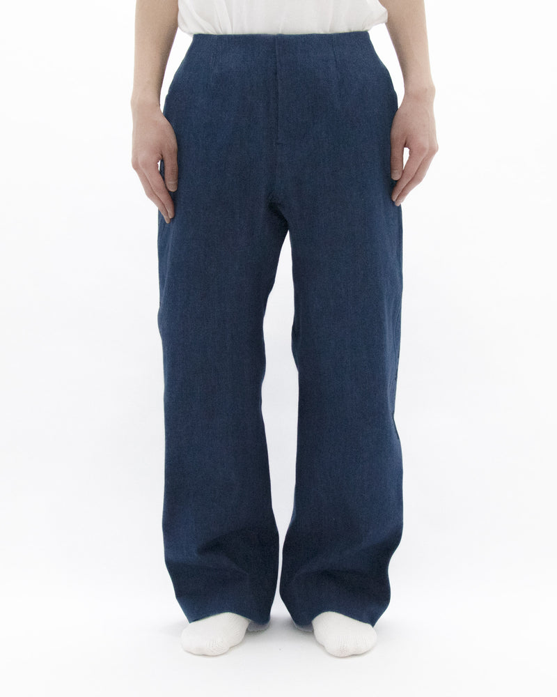 Used Blue Denim Beltless Trousers