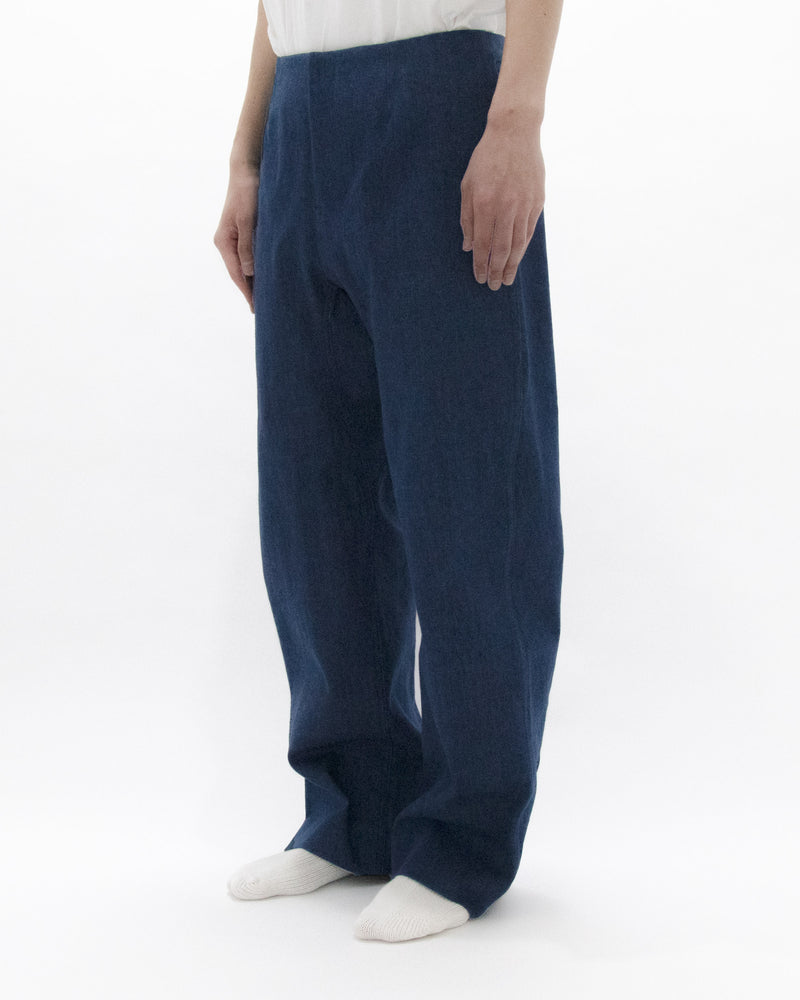 Used Blue Denim Beltless Trousers