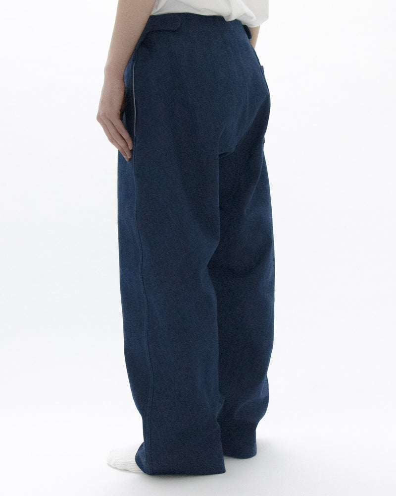 Used Blue Denim Beltless Trousers