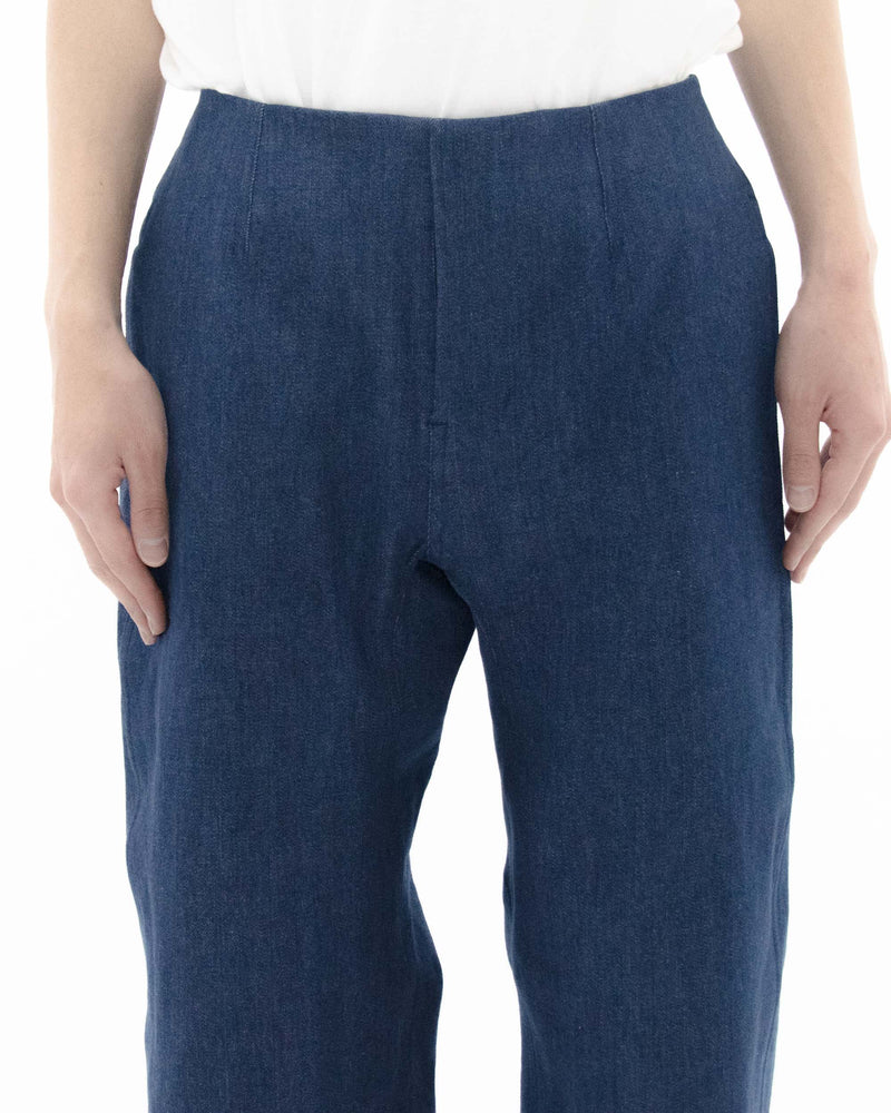 Used Blue Denim Beltless Trousers