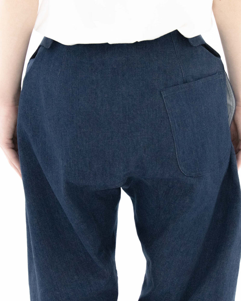 Used Blue Denim Beltless Trousers