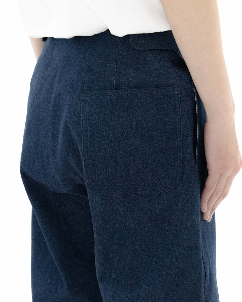 Used Blue Denim Beltless Trousers