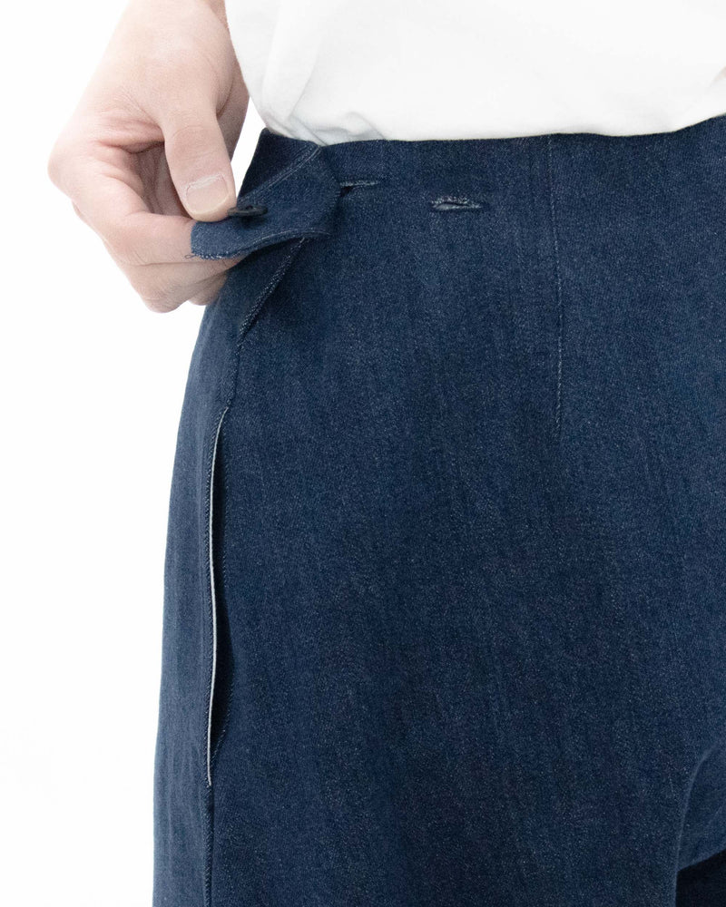 Used Blue Denim Beltless Trousers
