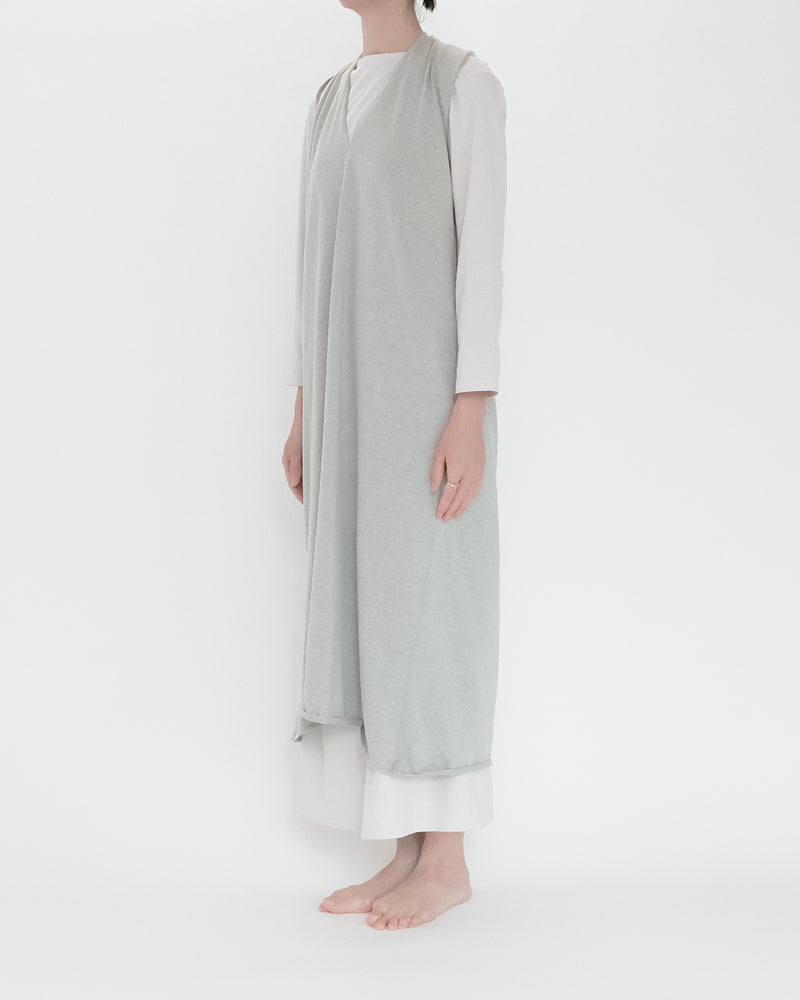 Recycle Cotton Knit V-Cut Dress Sleeveless