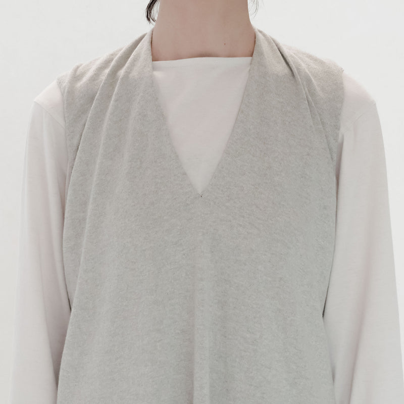 Recycle Cotton Knit V-Cut Dress Sleeveless