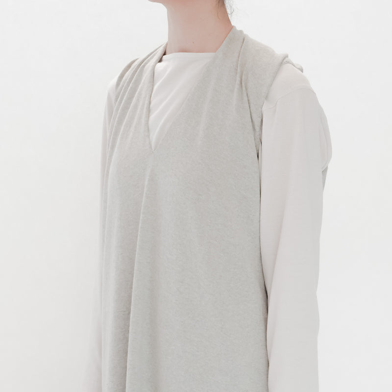 Recycle Cotton Knit V-Cut Dress Sleeveless