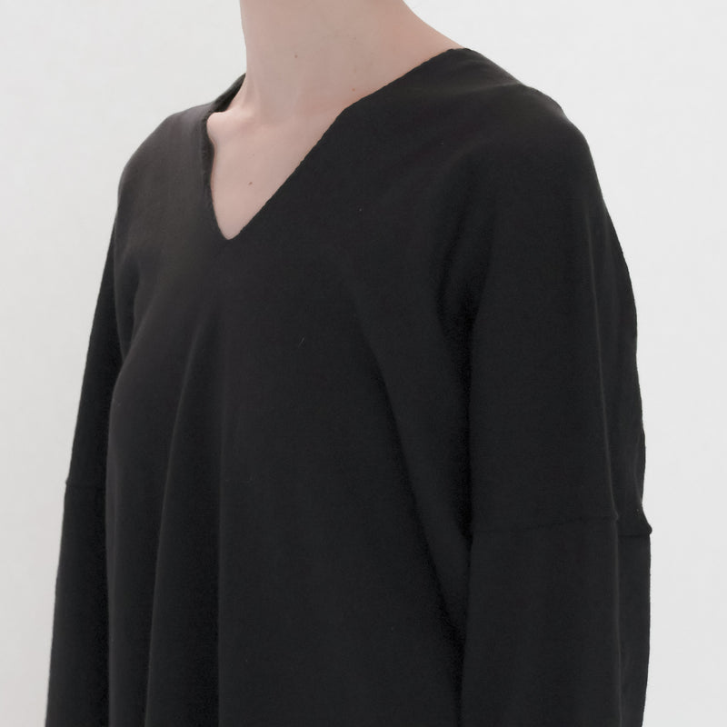 Recycle Cotton Knit V-Cut Dress