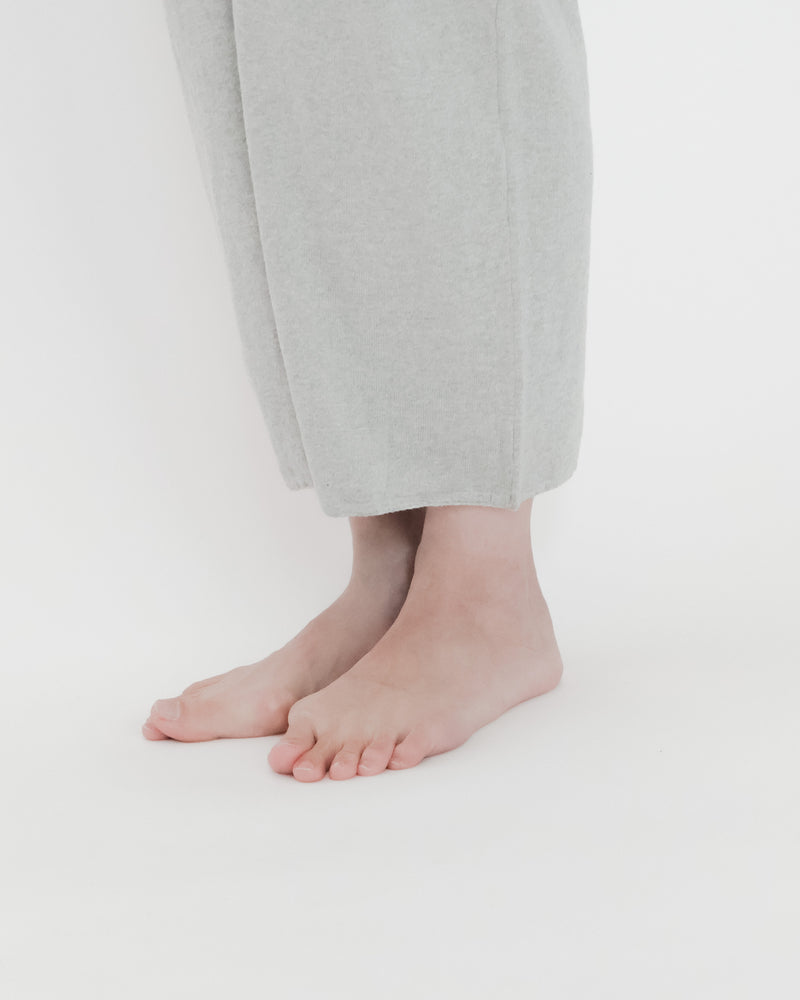 Recycle Cotton Knit V-Cut Jumpsuit Short Sleeve