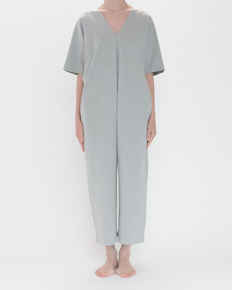 2Way V-Cut Jumpsuit Short Sleeve