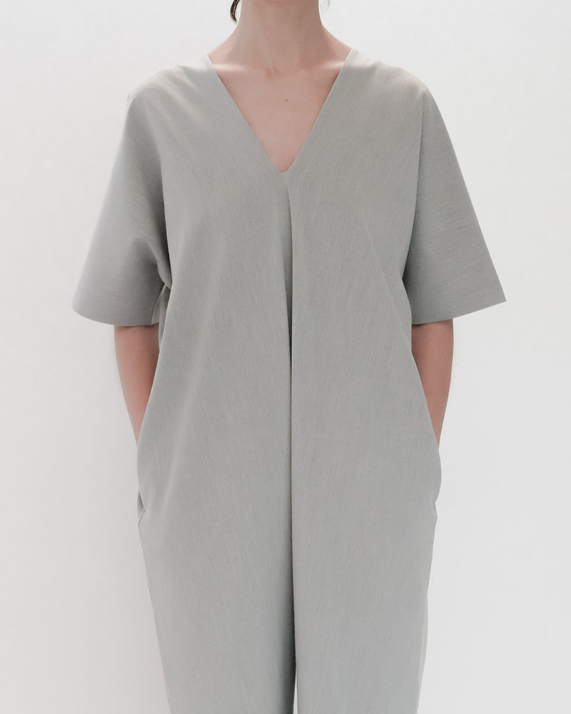 2Way V-Cut Jumpsuit Short Sleeve
