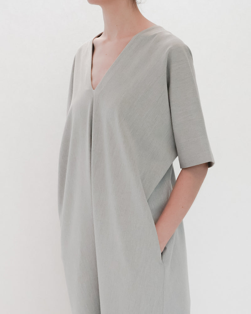 2Way V-Cut Jumpsuit Short Sleeve