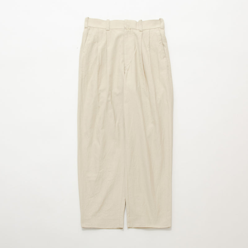 Chino Cloth Trousers Two Tuck Tapered