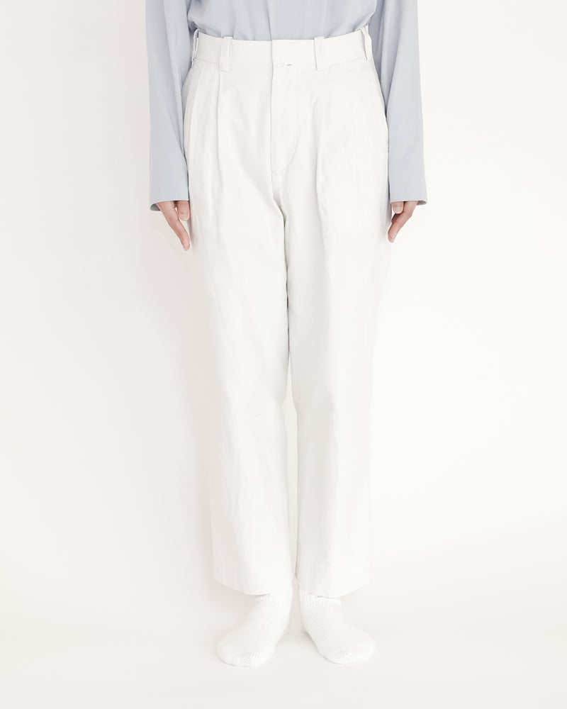 Chino Cloth Trousers Two Tuck Tapered