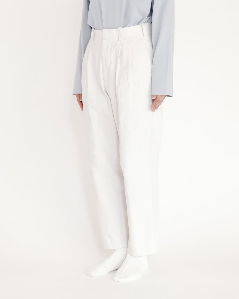 Chino Cloth Trousers Two Tuck Tapered