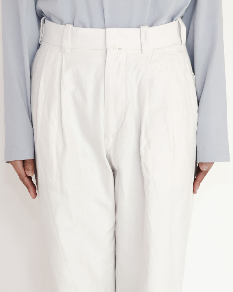 Chino Cloth Trousers Two Tuck Tapered