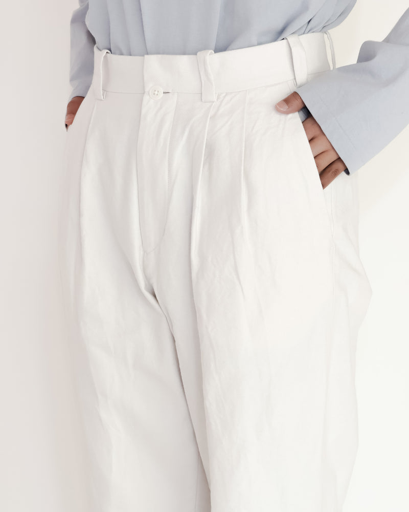 Chino Cloth Trousers Two Tuck Tapered
